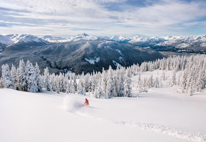 Snowboarder Hits Deep Powder at Whistler Blackcomb