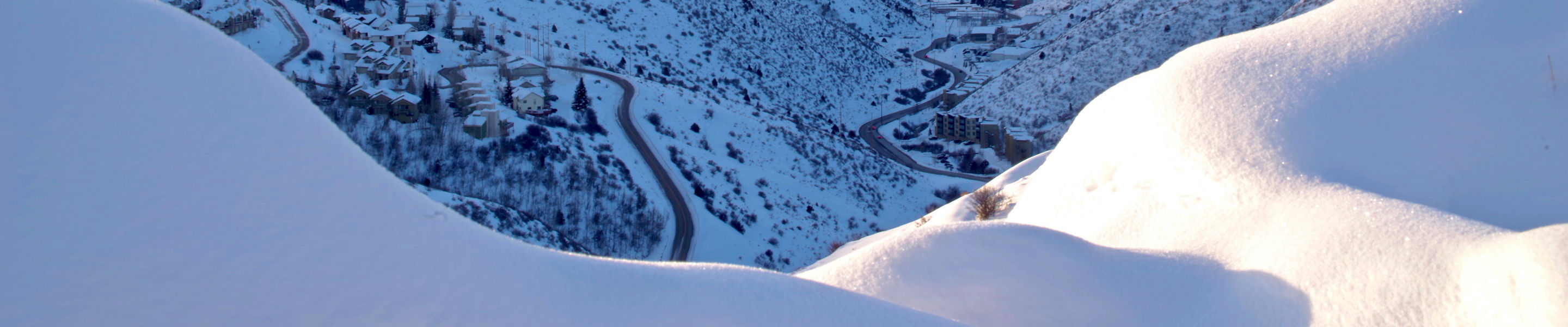 Aerial view of the resort at sunrise in Beaver Creek, CO.