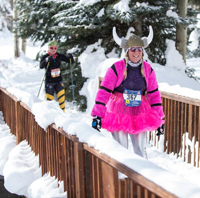 Skiers dress in costumes in Crested Butte, CO.
