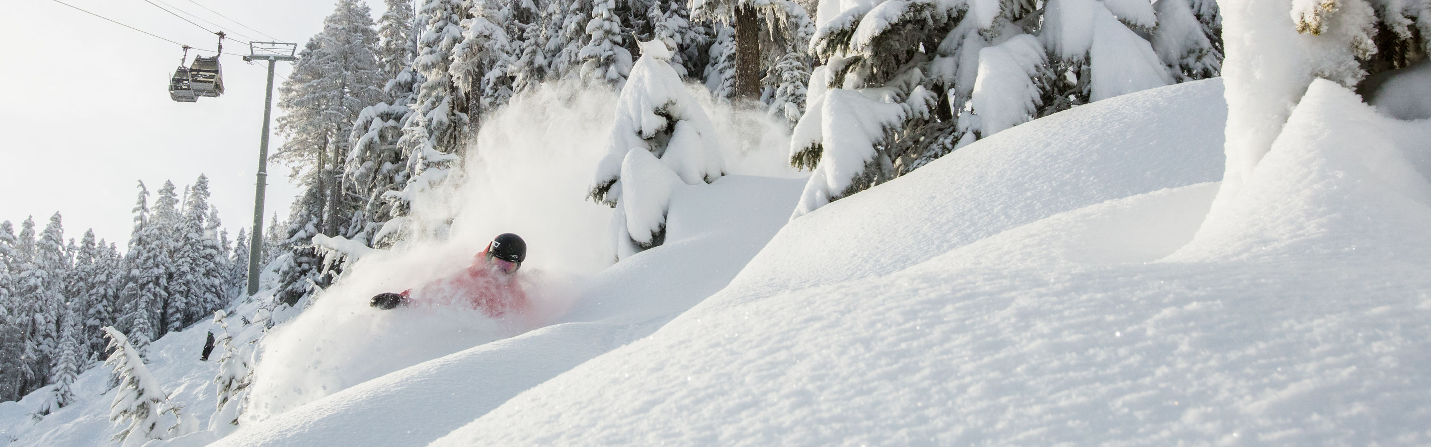 Sara Nidblock Snowboarding Powder near Whistler Village GOndola