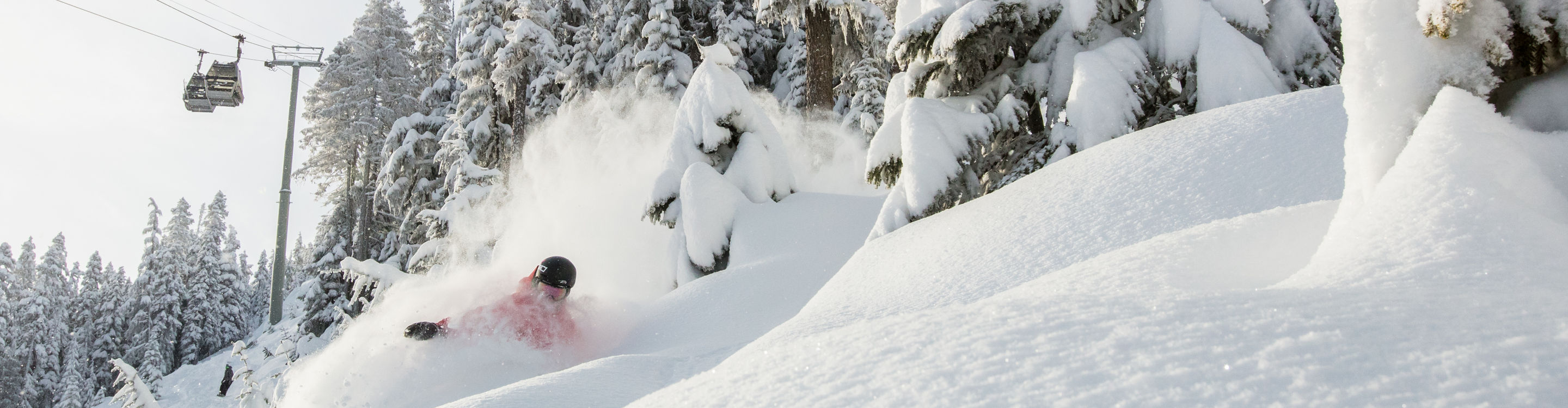 Sara Nidblock Snowboarding Powder near Whistler Village GOndola