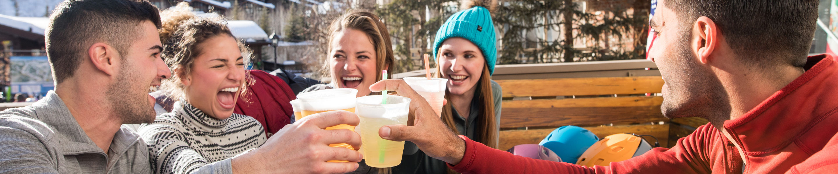 Young and Independents enjoy apres after skiing in Vail, CO.