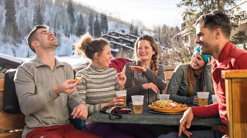 Young and Independents enjoy apres after skiing in Vail, CO.