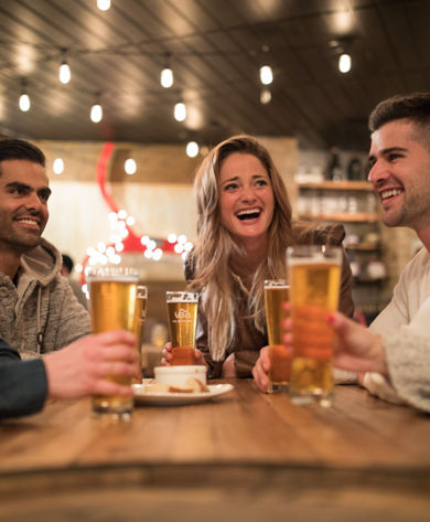 Young and Independents enjoy the nightlife at Vail Brewing Company in Vail, CO.