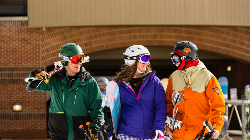 Group of Friends Walks to Chairlift at Whitetail