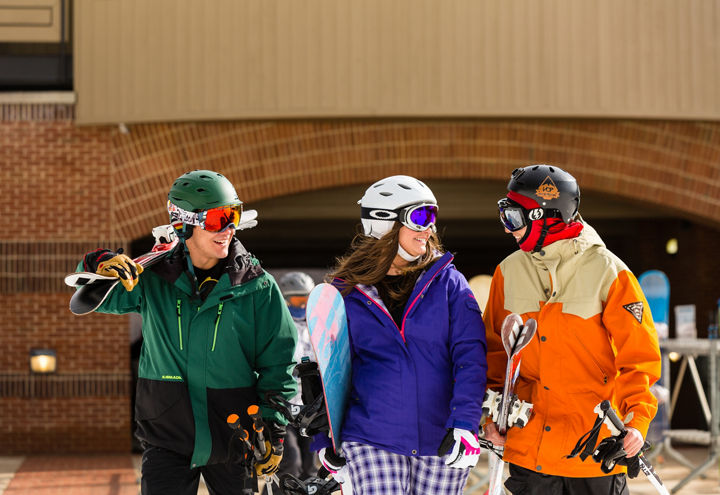 Group of Friends Walks to Chairlift at Whitetail