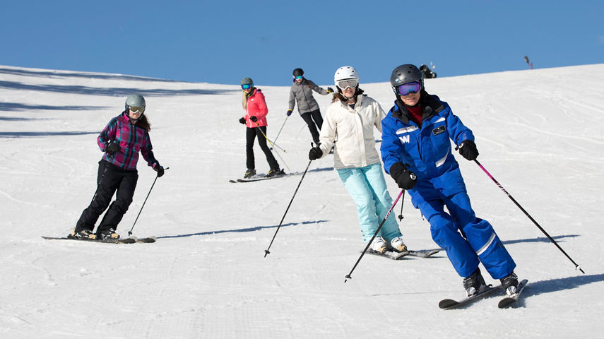 Adult women's ski school at Wilmot Mountain