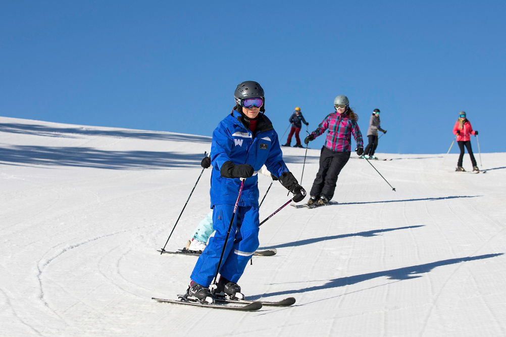 Adult women's ski school at Wilmot Mountain