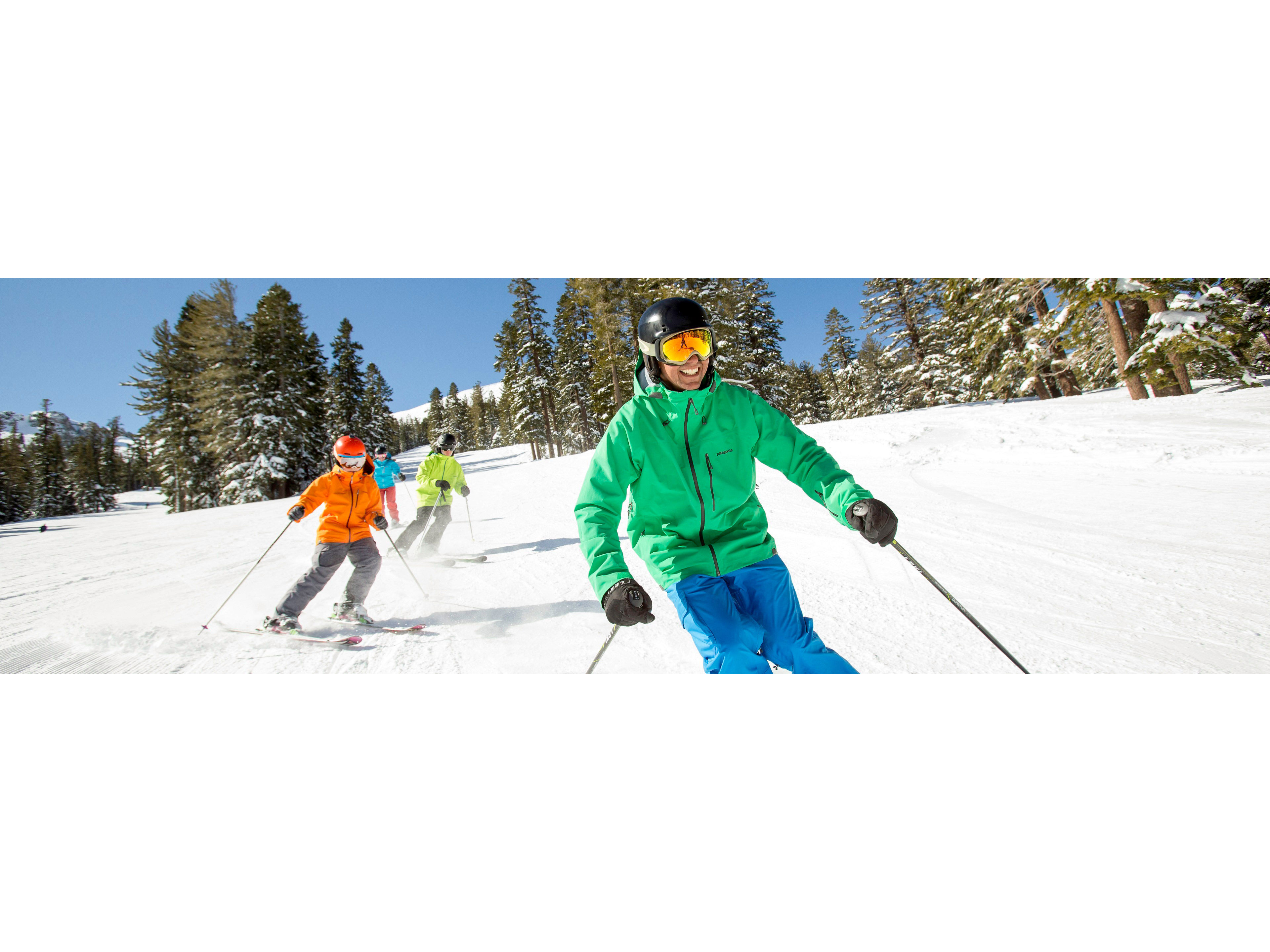 Family having a ski day at Kirkwood Mountain Resort in Kirkwood, CA.