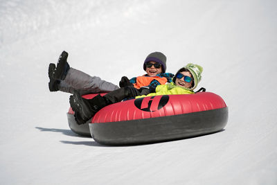 Family at the tubing hill in Heavenly, CA.