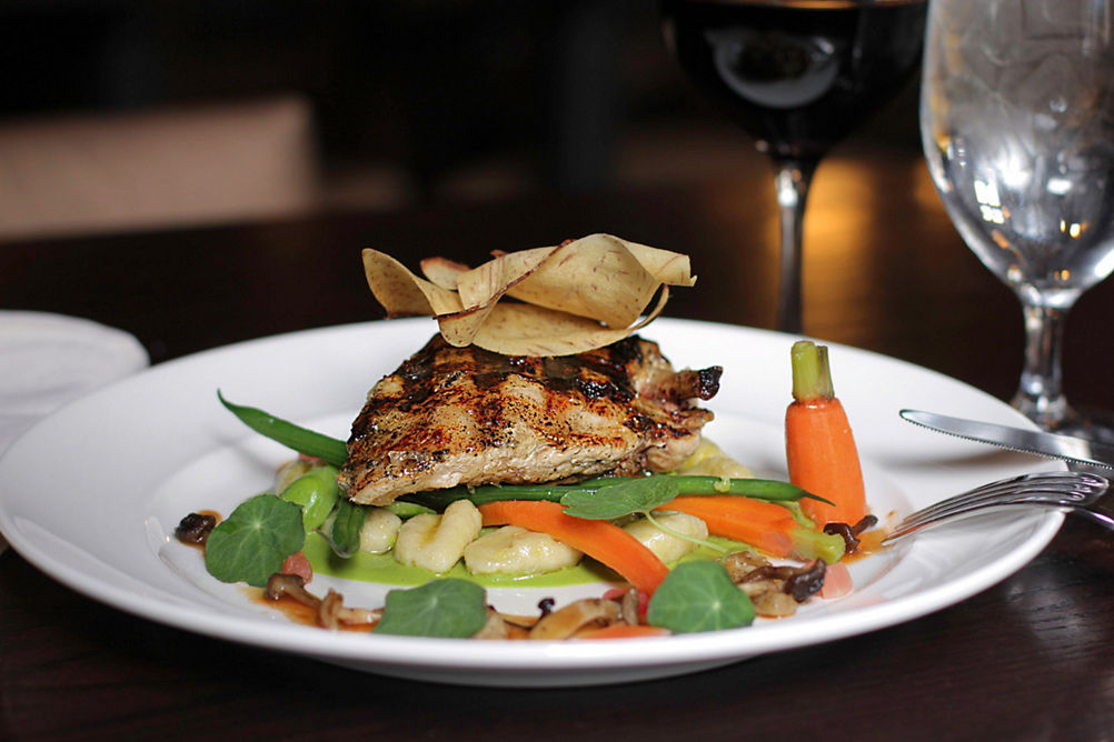 Chicken entree at The Arrabelle's Tavern restaurant in Vail, CO.