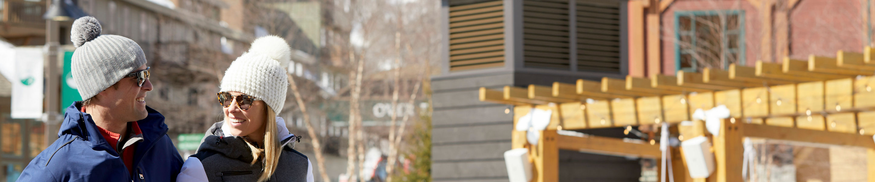 Couple cruises around the village of Stowe, VT.