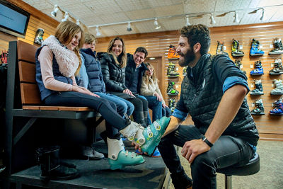 Family explores the retail and rental options in Beaver Creek, CO