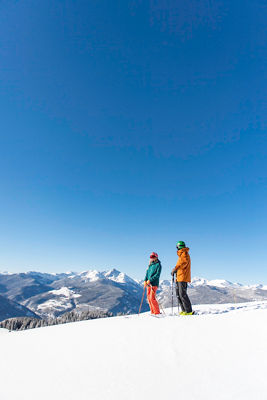 Skiing fresh powder in the Back Bowls at Vail, CO.