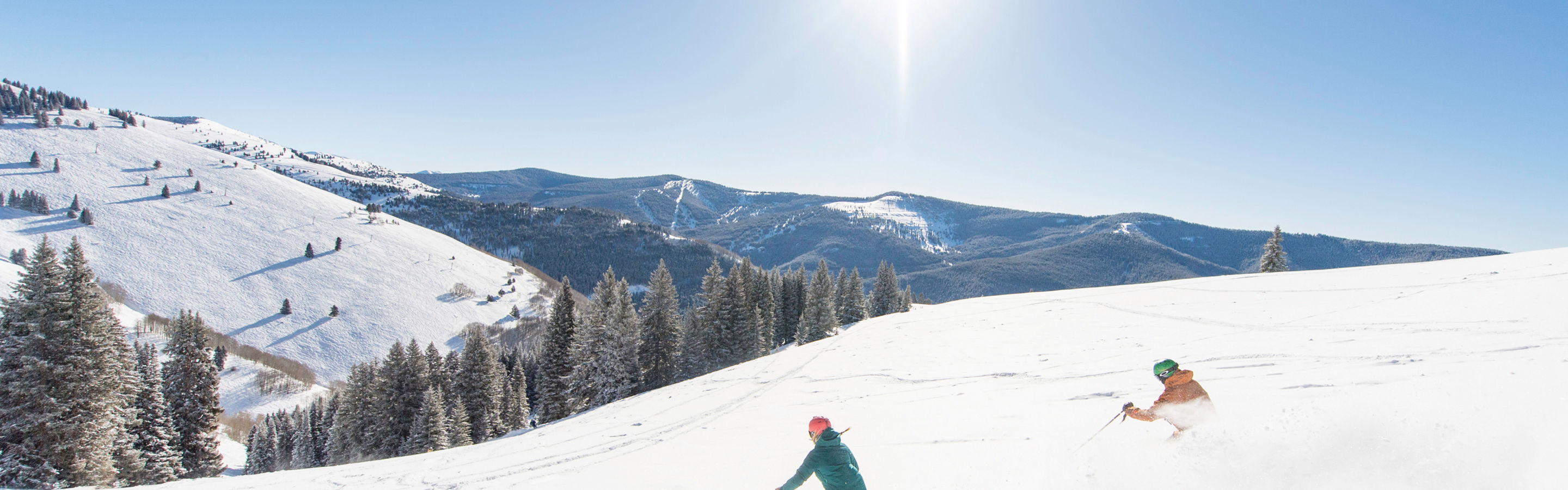 Skiing fresh powder in the Back Bowls at Vail, CO