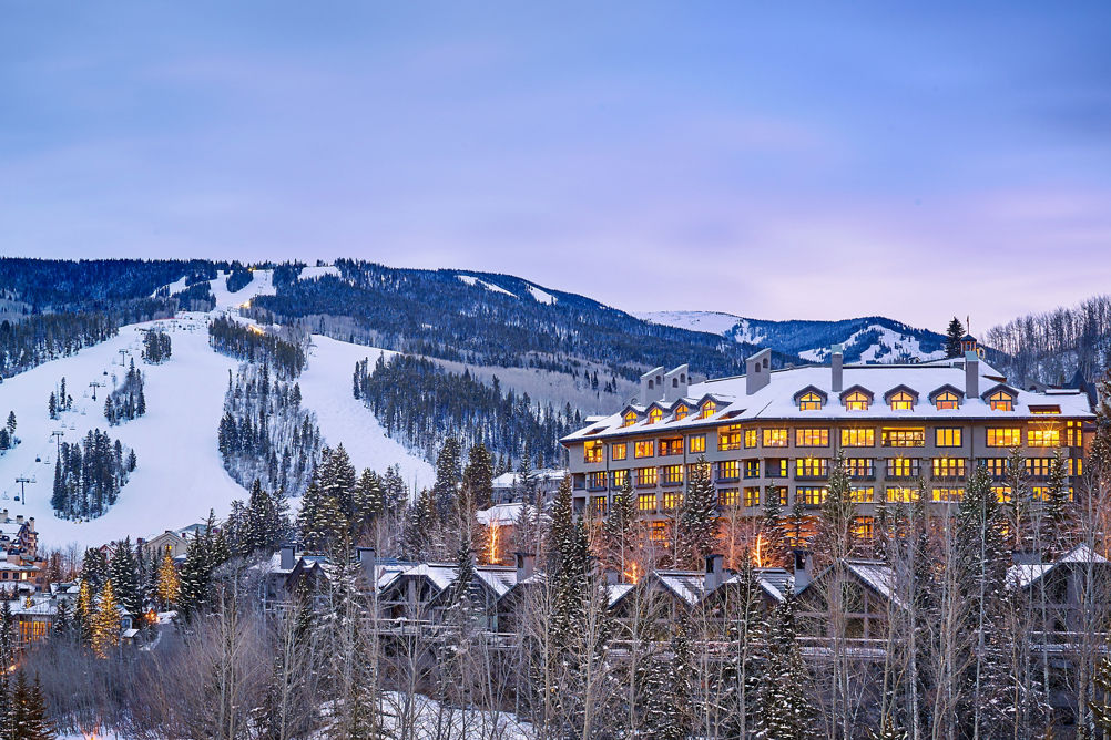 The Pines Exterior with Ski Lift & Runs in the background