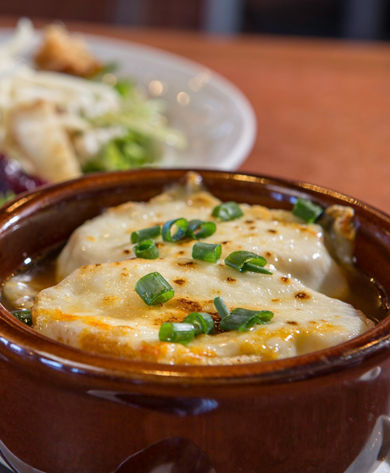 French Onion Soup at Bistro 14 in Vail, CO.