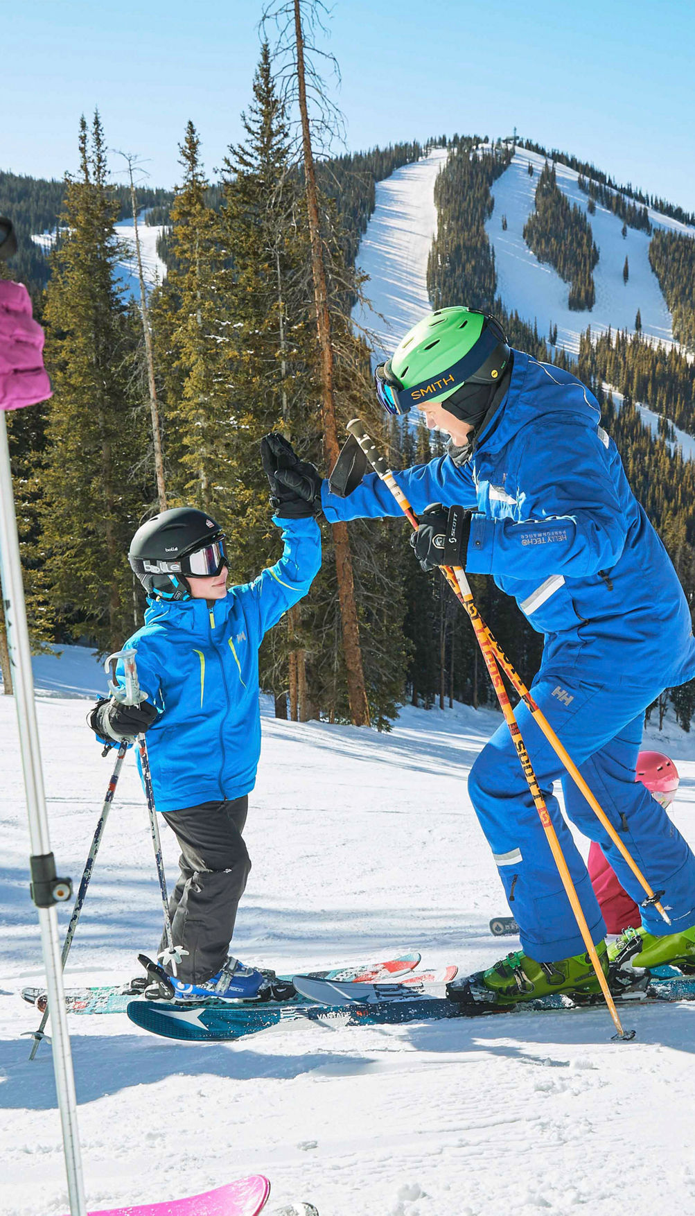 Sticker Ski, winter season - ski equipments on ski run