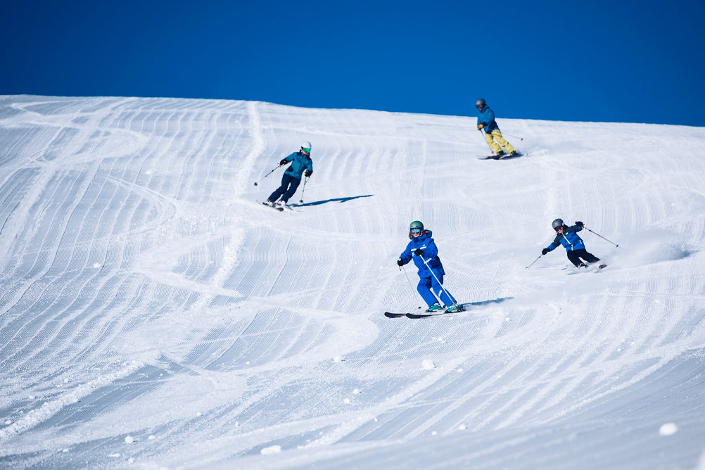 Family enjoys ski lesson with private instructor at Northstar California