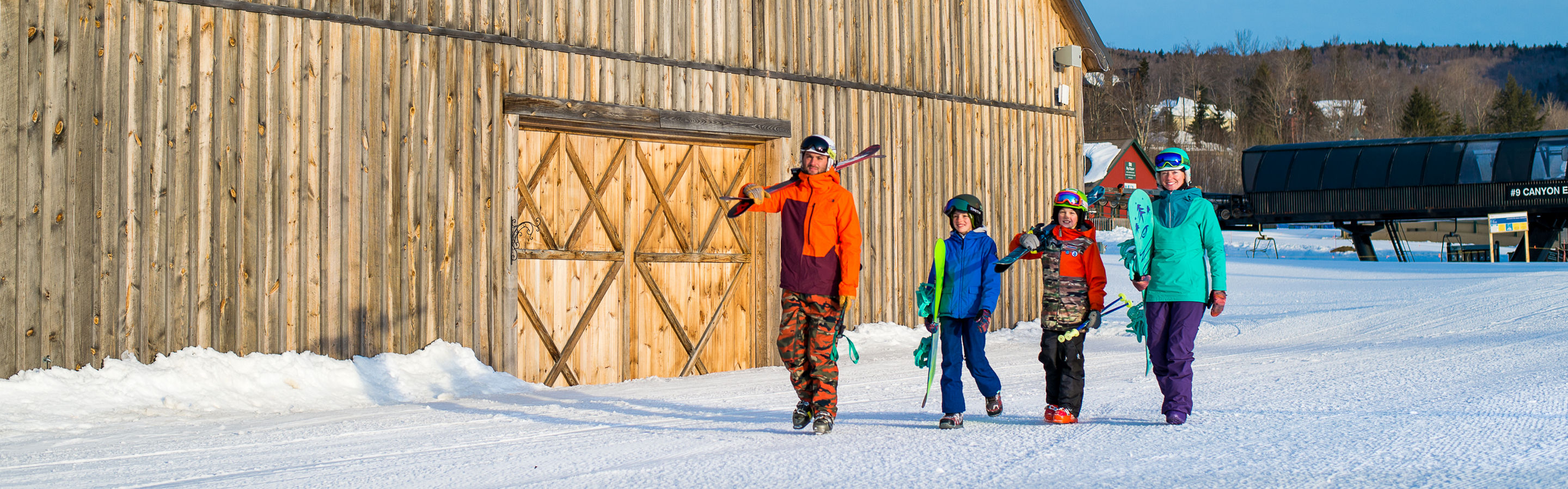 Family Walks to the Bluebird Express Lift at Mount Snow