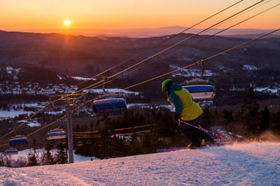 Skier Makes Sunrise Turns at Mount Snow