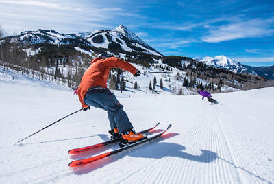 Friends enjoy a freshly groomed trail in Crested Butte, CO.