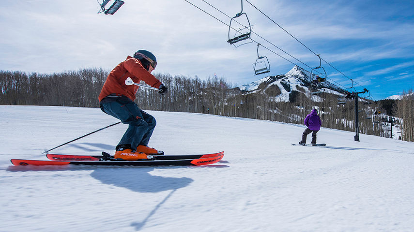 Friends enjoy a freshly groomed trail in Crested Butte, CO.