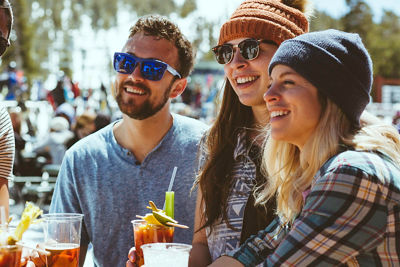 Friends enjoy the beautiful views and sunshine in Heavenly, CA.