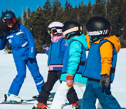 Kids ski school at the resort in Northstar, CA.
