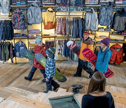 Family shopping at Vail Sports in Vail, CO.