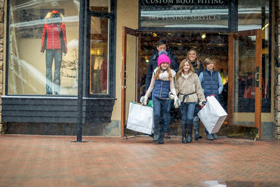 Family shopping at Vail Sports in Vail, CO.