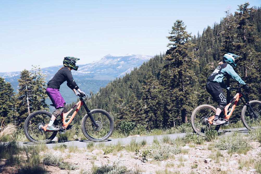 Family downhill mountain biking day in Northstar, CA.