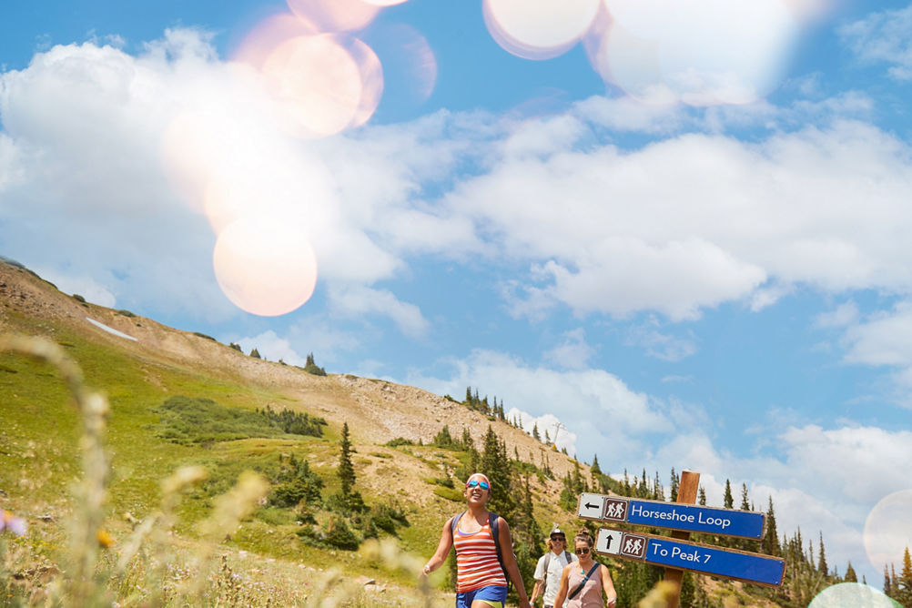 Friends hiking on Horseshoe Bowl at Breckenridge