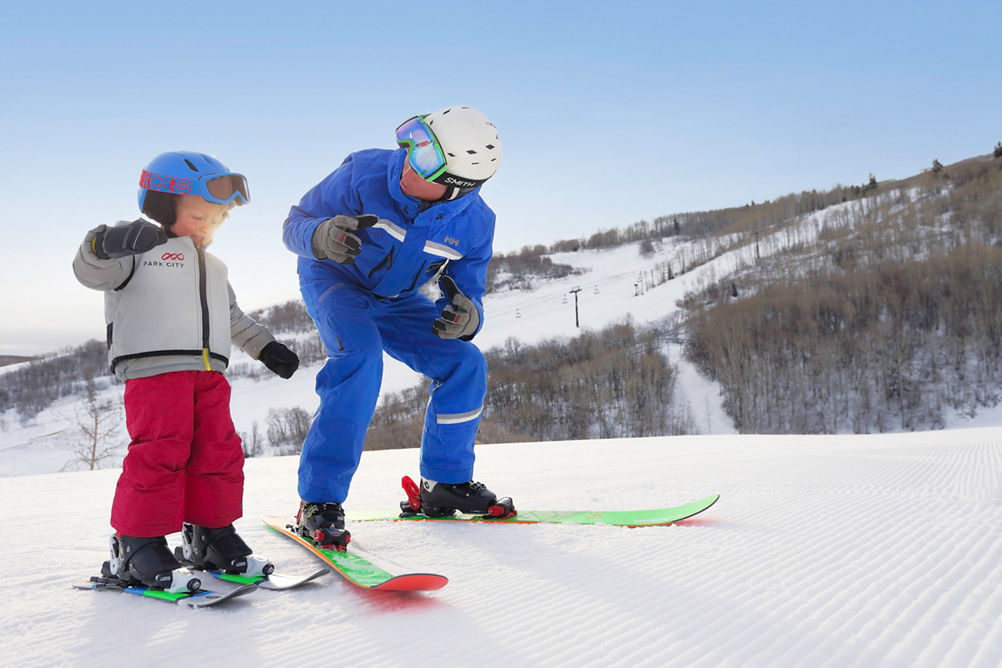 Kids Ski School on the mountain in Park City, UT.