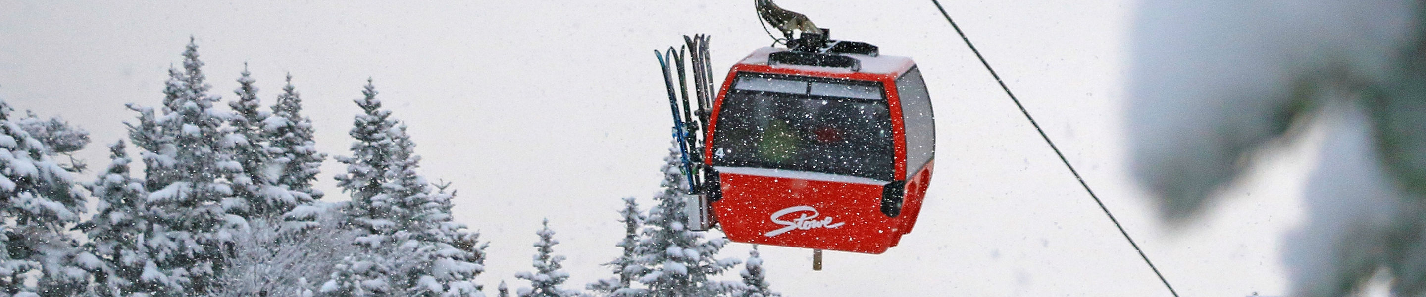 Gondola takes skiers to top of the mountain in Stowe, VT.
