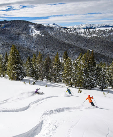 Skiing in the Blue Sky Basin in Vail, CO