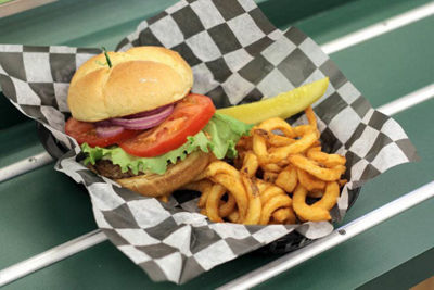 Burger and Curly Fries at Wildcat Mountain