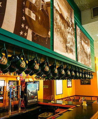Bar and Mug Display at a Bar at Wildcat Mountain