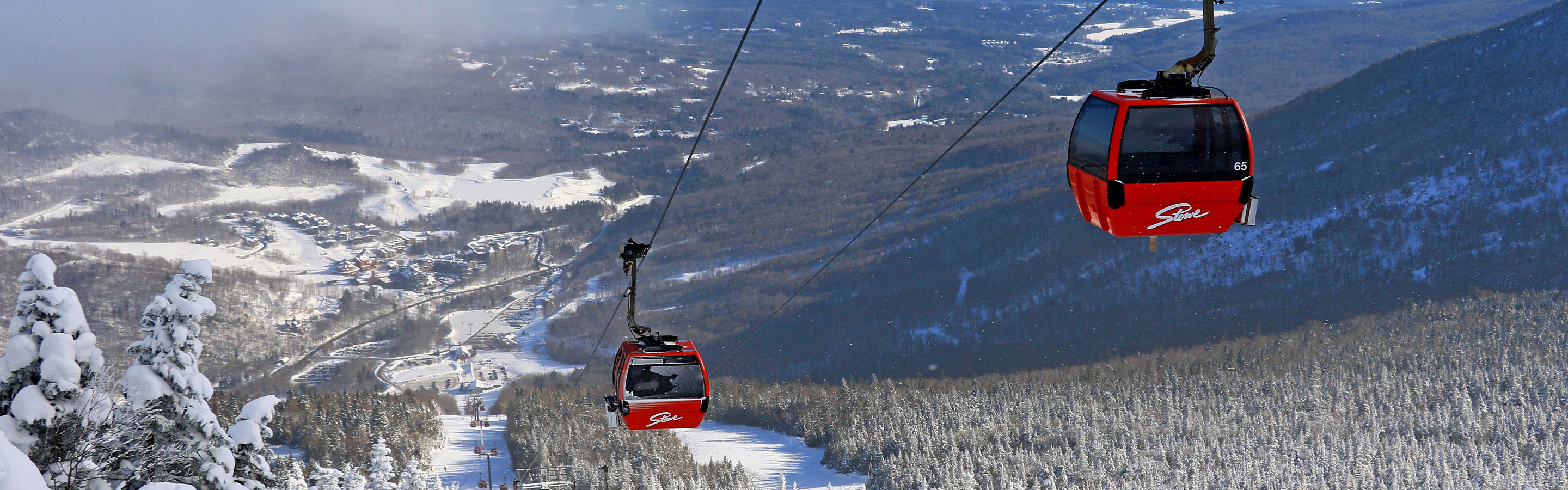 Gondola Running Up Mt. Mansfield at Stowe Mountain Resort
