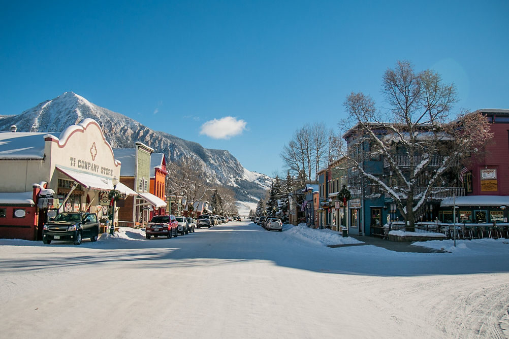 Snow Covered Elk Ave at Crested Butte