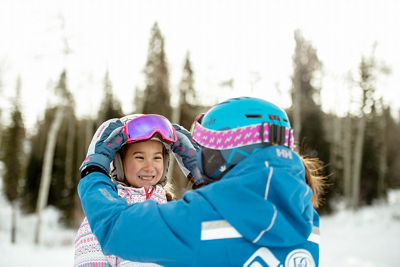 Family Ski School lesson at Haymeadow Park in Beaver Creek, CO.