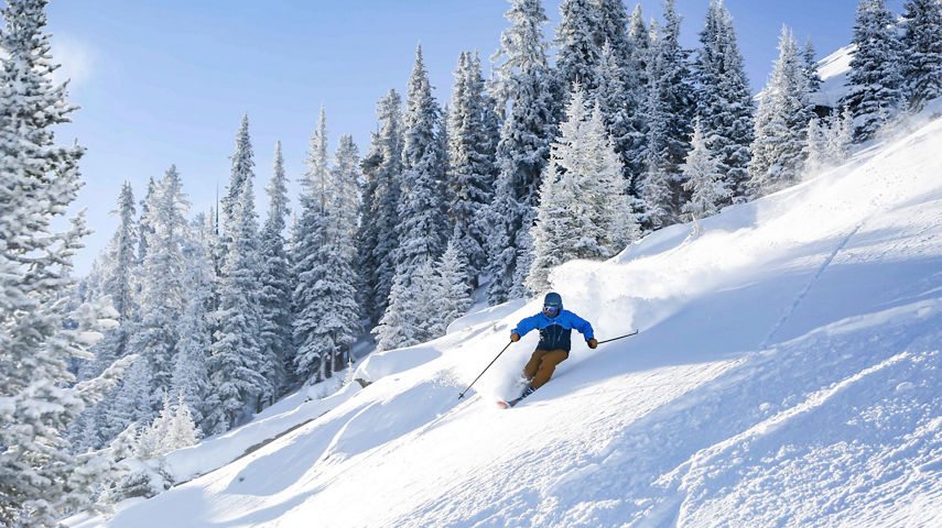 Skiing in the Blue Sky Basin in Vail, CO