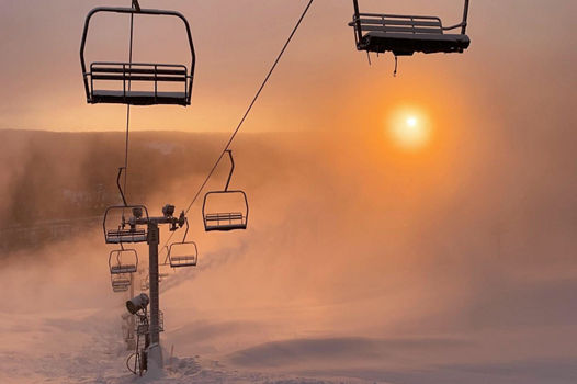 Sunrise Behind Chairlift at Boston Mills