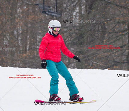 Beginner Snowboarder Rides Downhill at Mad River Mountain