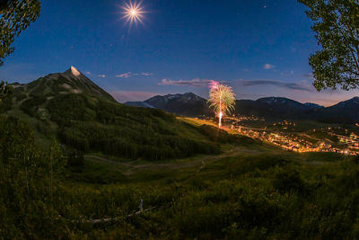 Fourth of July fireworks over the village in Crested Butte, CO