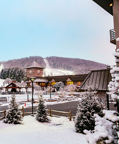 View of the Clocktower and Ice Rink at Liberty Mountain