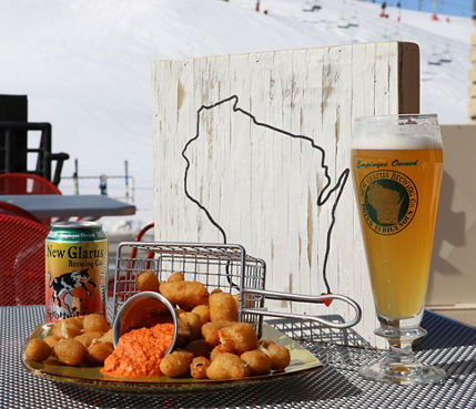 Beer and Cheese Curd Plate at Wilmot Walt's Tavern