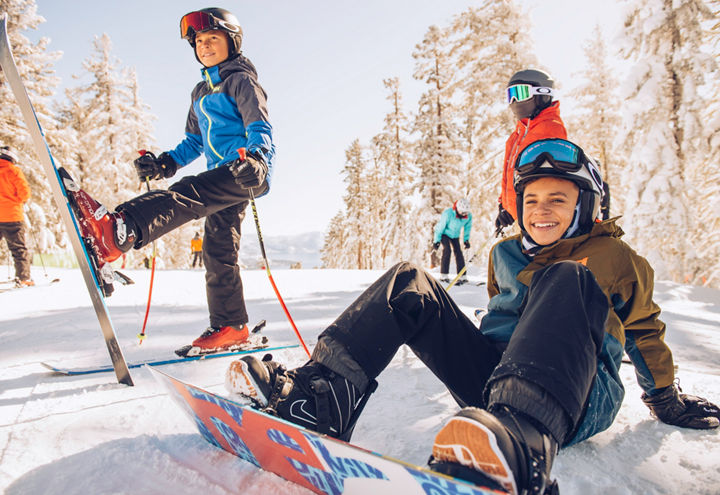 Family skiing in Northstar, CA.