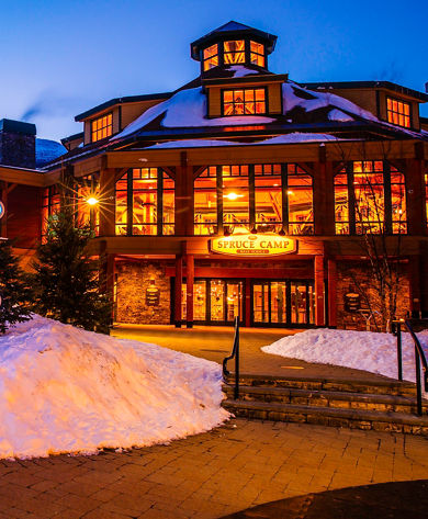 Spruce Peak Village at Dusk at Stowe Mountain