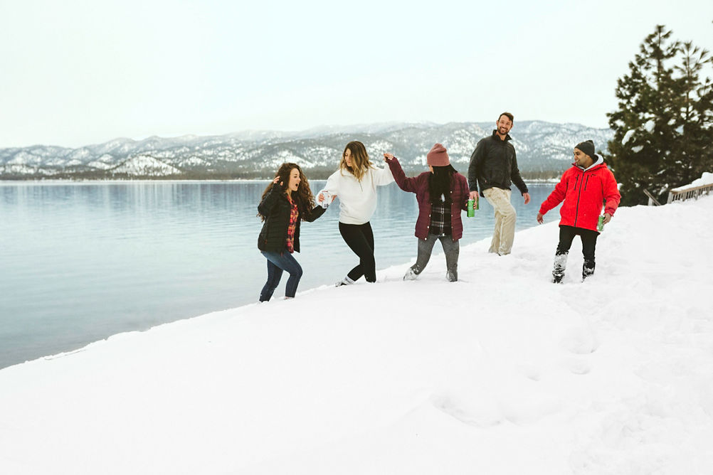 Friends hiking in Heavenly, CA.